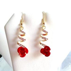 Ladies Rose Flower Hook Earrings